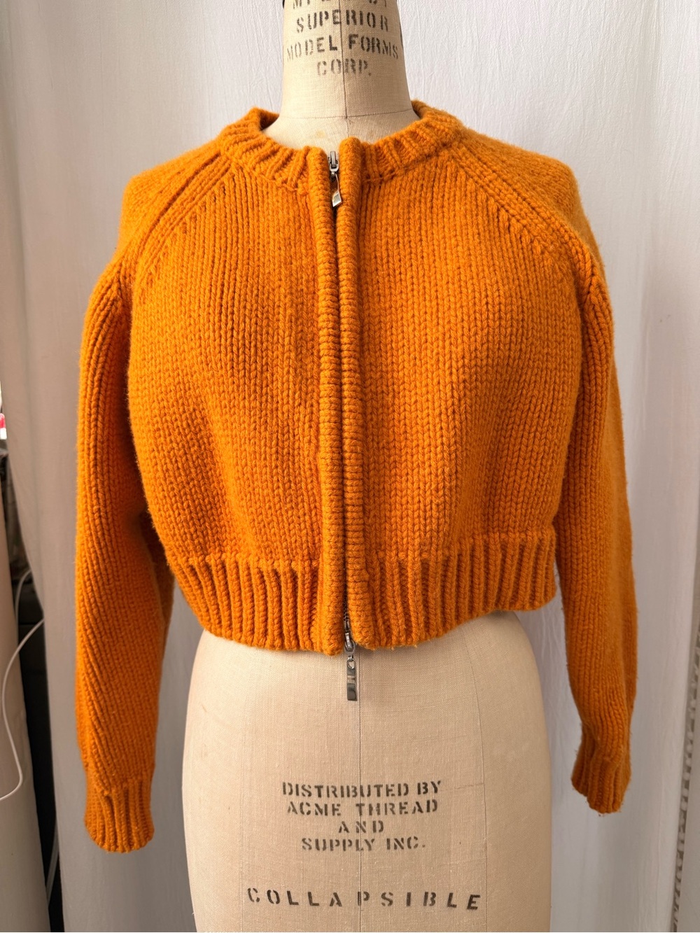 Nico People, Crop Zip Wool Sweater Cardigan - Orange sz S